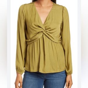 Pleione Twist Front Satin Blouse